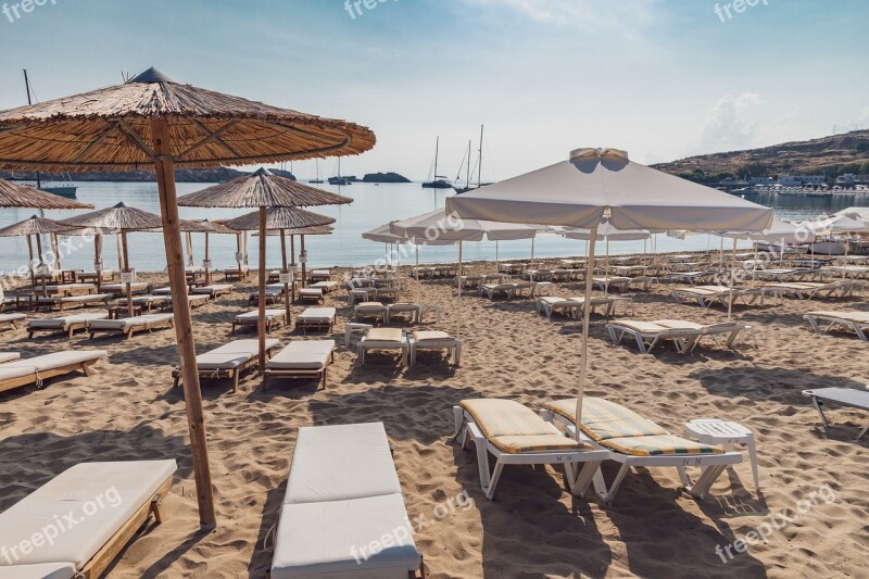 Beach Chairs Sand Beach Sea Coast