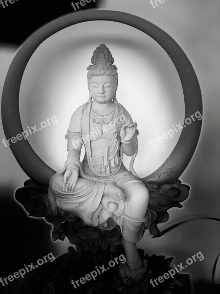 Black And White Guanyin Serenity Mercy Free Photos