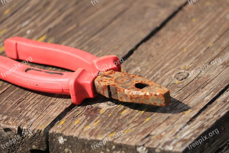 Pliers Pink Metal Rust Table