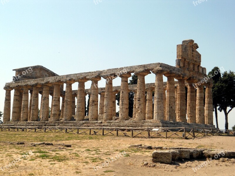 Paestum Italy Vacations Antiquity Temple