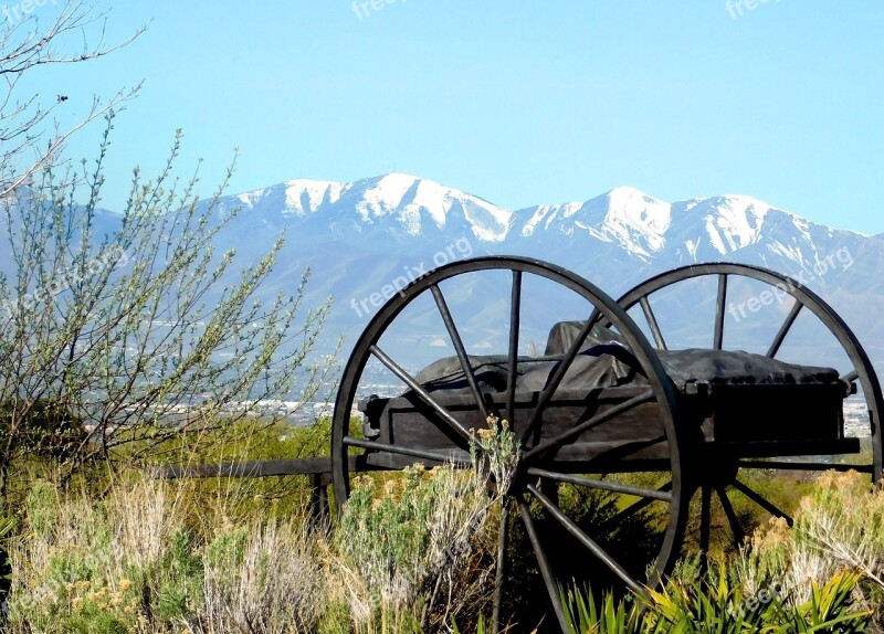 Snow Capped Mountains Wagon Wheels Utah Free Photos