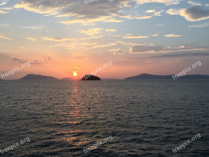 Seto Inland Sea At Dusk Sunset The Evening Sky Romantic