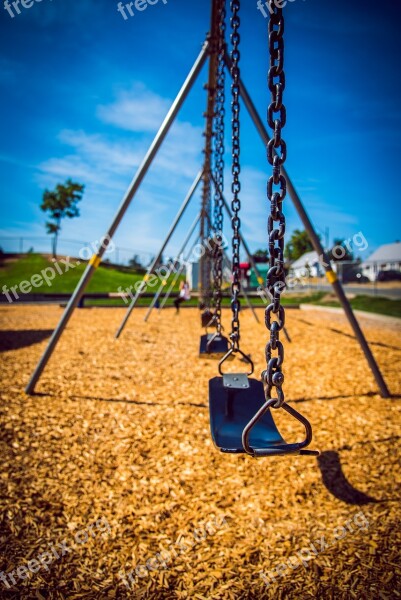 Swings Child Lonely One Playing