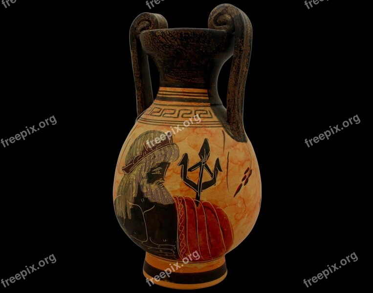 Amphora Poseidon Mythology Greece Antique