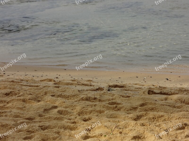 Beach Sand Foot Prints Ocean Sea