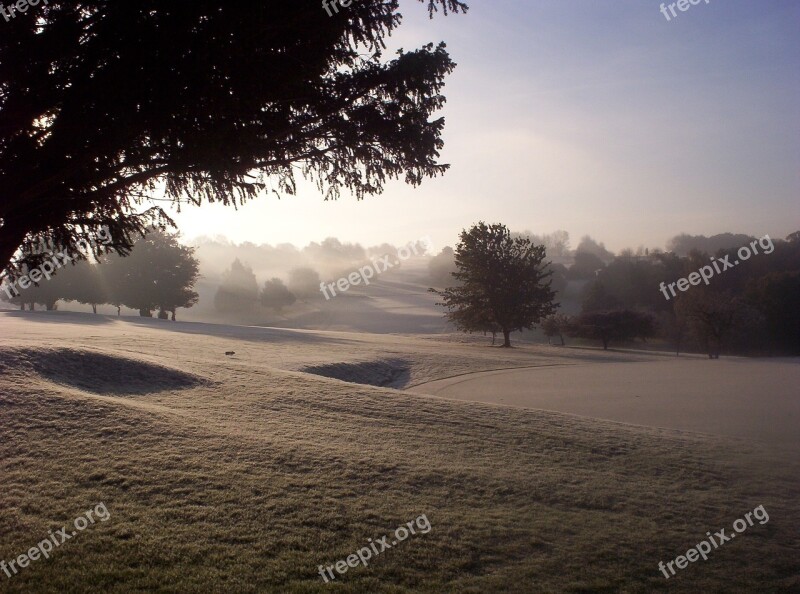 Cold Frozen Landscape Golf Course Purley Downs