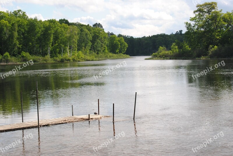 Dock Lake Woods Water Nature