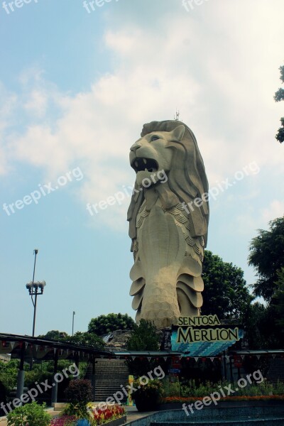 Merlion Singapore Sentosa Lion Statue Free Photos