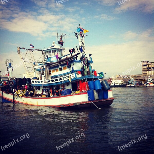 Thailand Boat Ship Fishing Barge