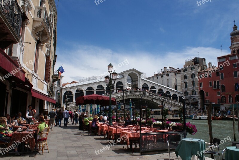 Venice Italy Rialto Bridge Canal Alfresco