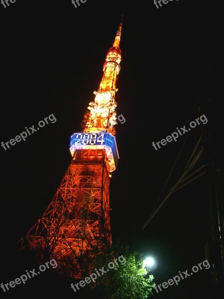 Tokyo Tower Light Up Tower Happy New Year Night