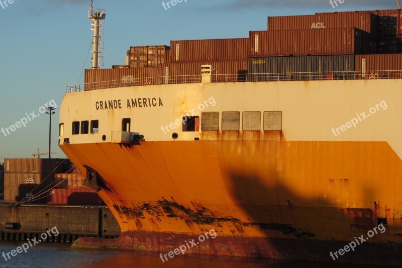 Ship Freighter Port Hamburg Free Photos