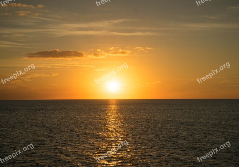 Sunset Seascape Orange Sky Water