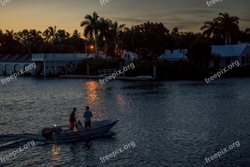 Florida Naples Coastline Sunset Boat