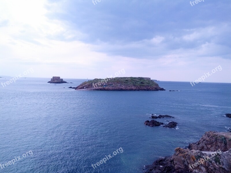 Island Peninsula Brittany France High Tide