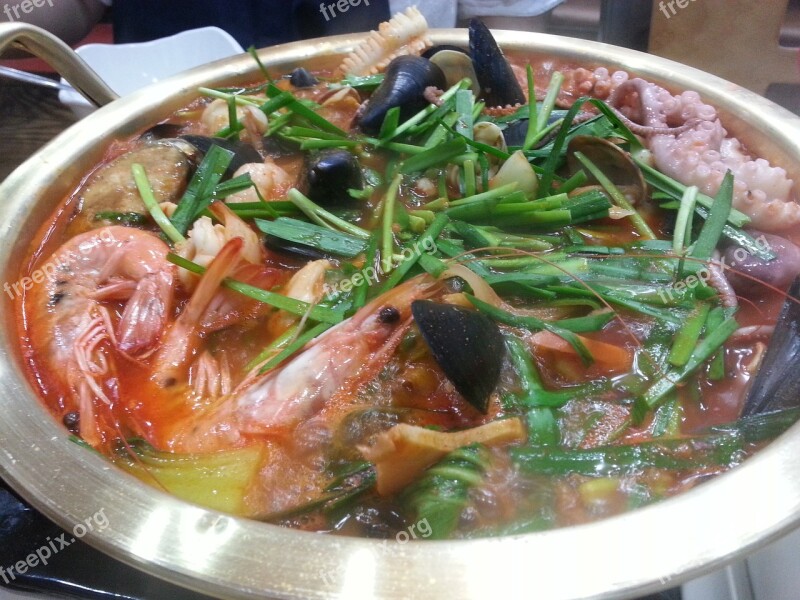 Spicy Seafood Chanpon Pot Food Republic Of Korea Delicious