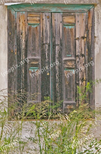 Samos Greece Old Window Nostalgia Shutters