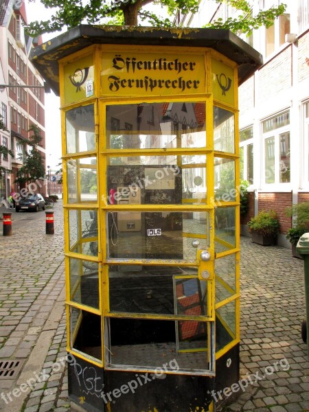 Phone Booth Historically Payphone Bremen Antiquated