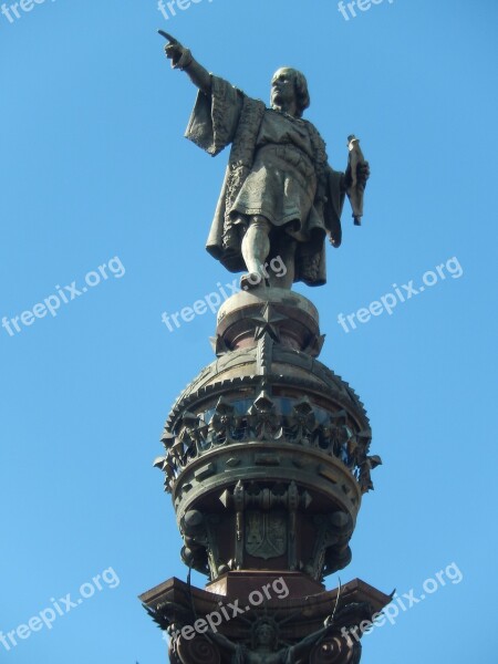 Christopher Colombus Statue Barcelona Free Photos