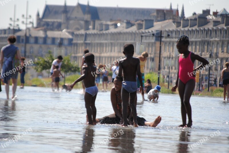 Family In Water Family Playing Bordeaux Family Summer