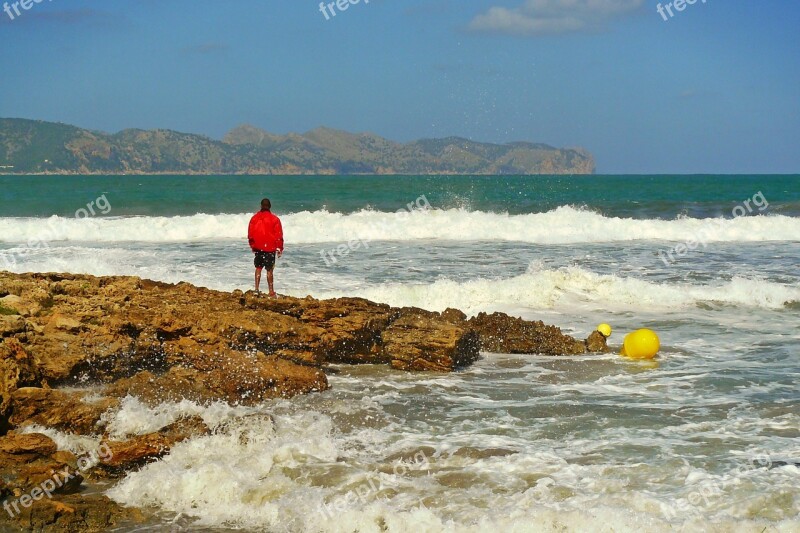 Man Sea Human Coast Landscape