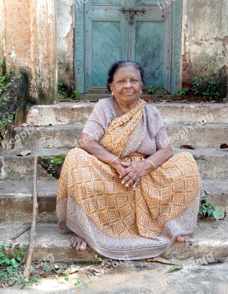 India Elderly Lady Woman Steps