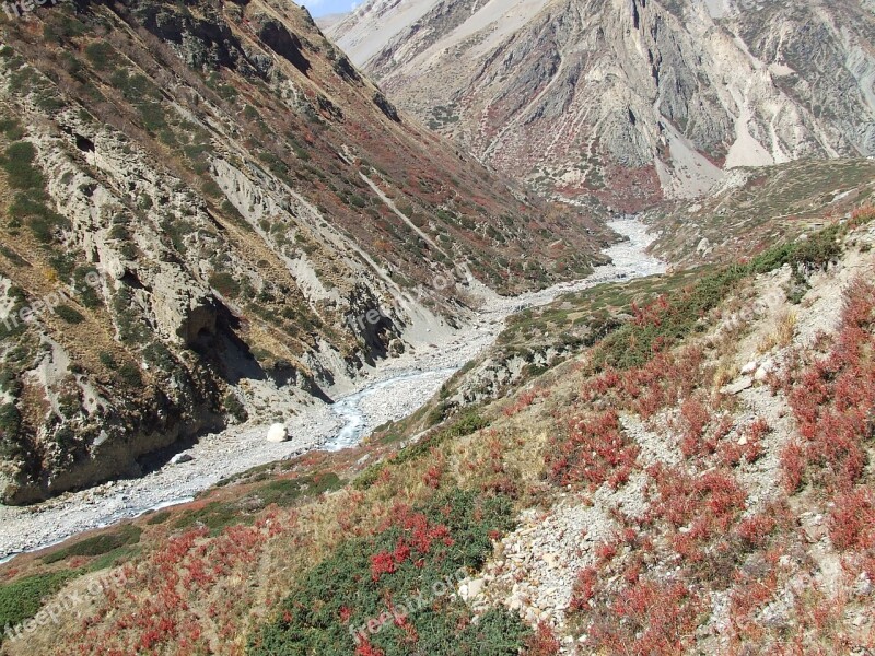 Landscape Mountains Color Brook Nepal