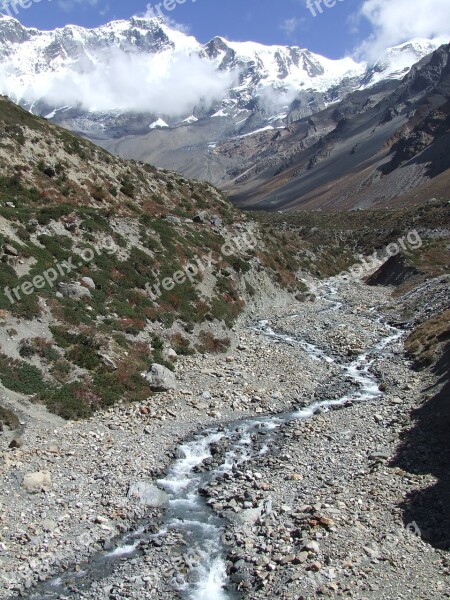 Mountains Brook Nepal Himalayan Trekking