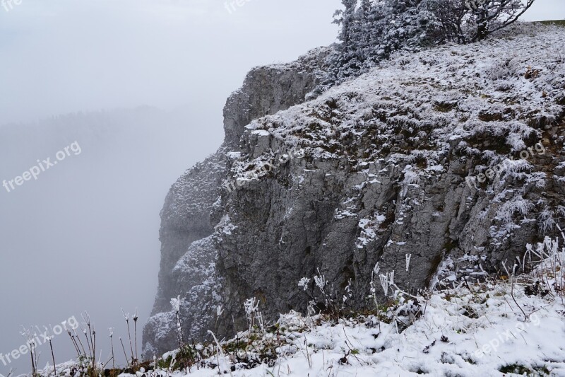 Mountains Winter Creux Du Van Switzerland Jura