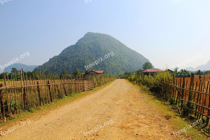 Long Road Mountain Sky Dusty Road