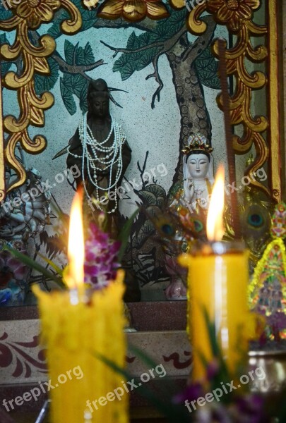 Buddhist Temple Candles Flame Temple Religion