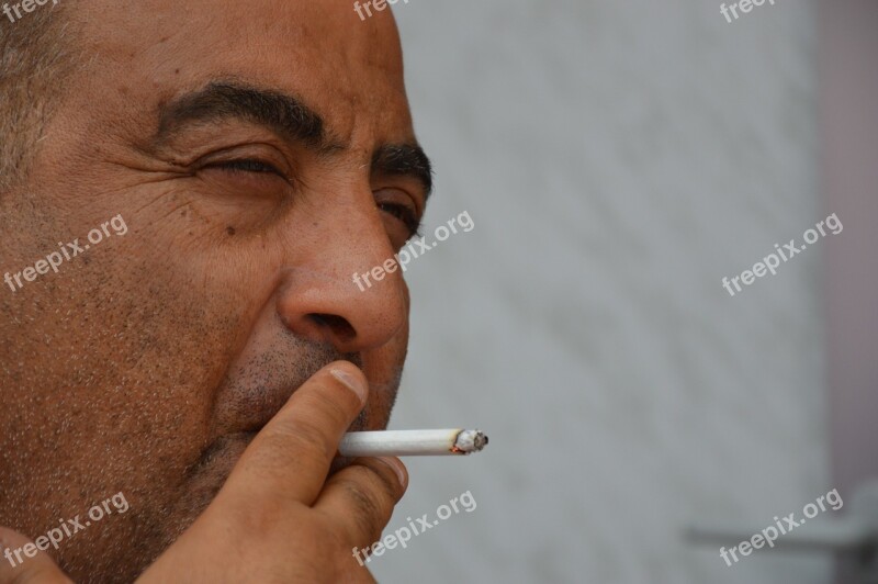 Man Mediterranean Smoking Cigarette Break