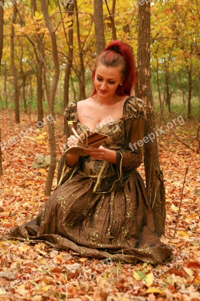 Girl Princess Autumn Leaves Yellow