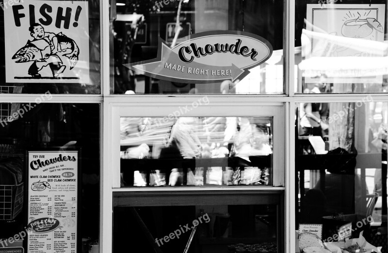 Urban Fish Chips Reflection Glass Black And White