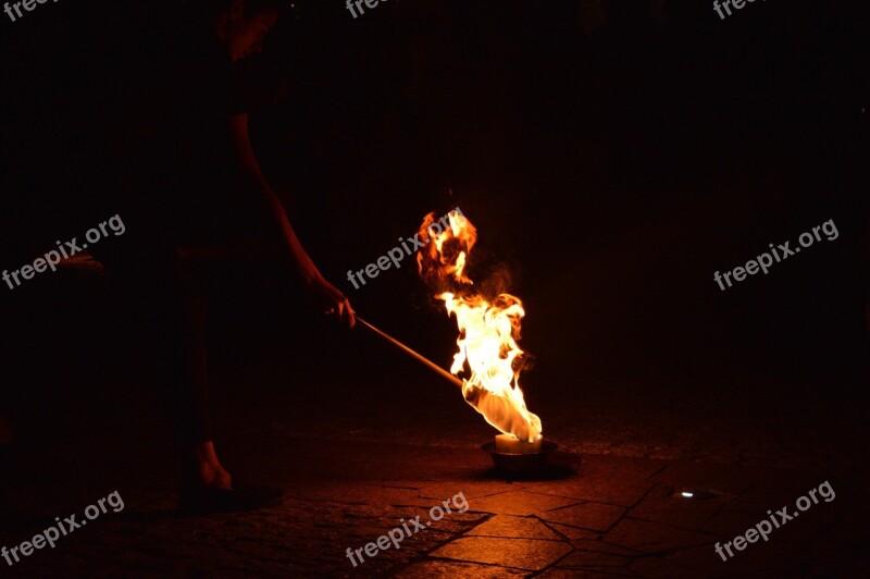 Fire Fireshow Burn Smoke Night