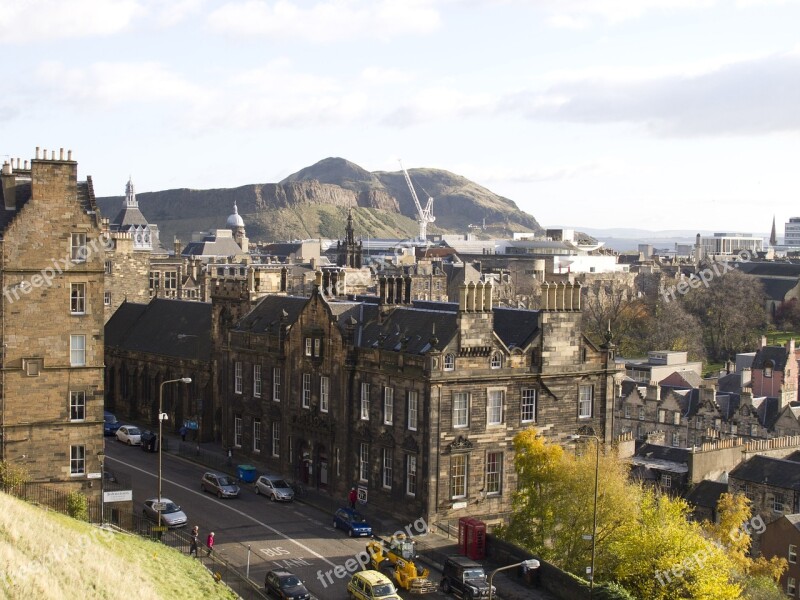 Edinburgh Scotland Buildings City Mountains