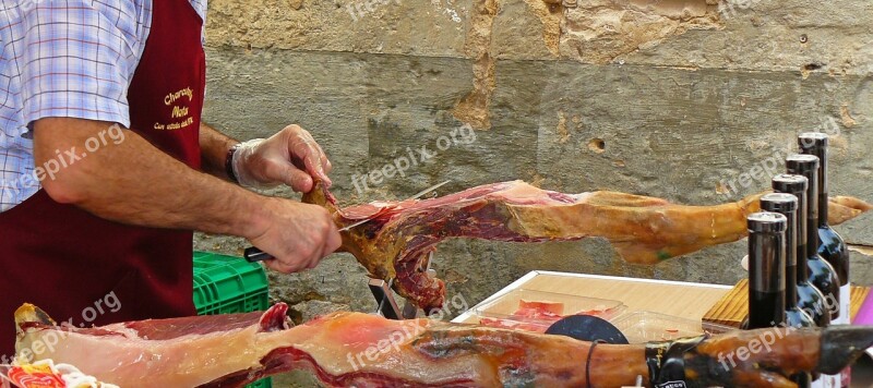 Man Hands Ham Serrano Ham Market