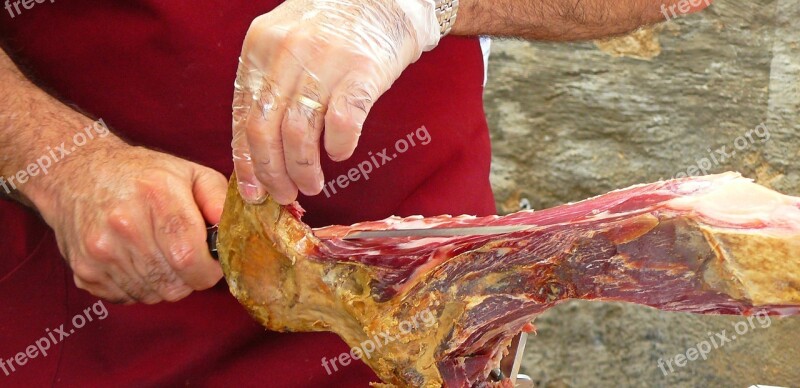 Man Hands Ham Serrano Ham Market