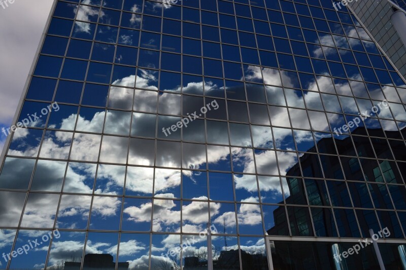 Building Clouds Reflection Glass Windows