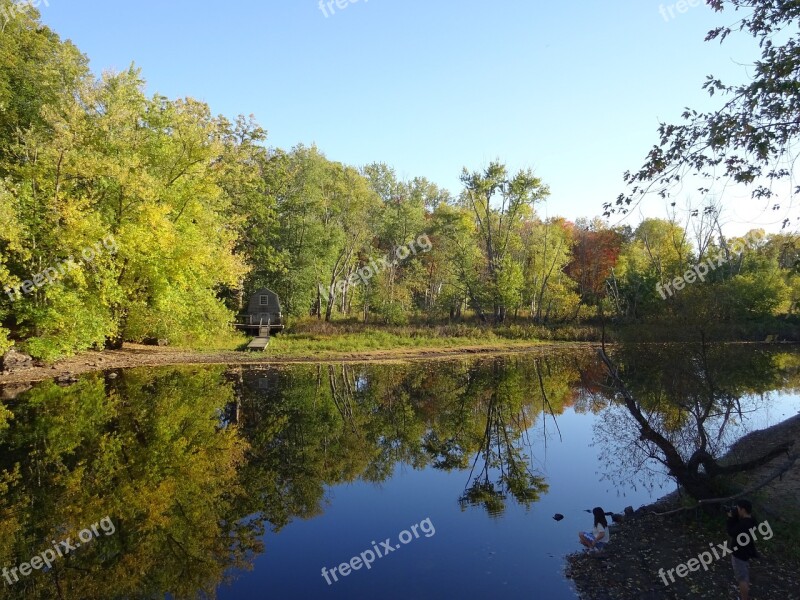 Massachusetts Fall Landscape River Woods