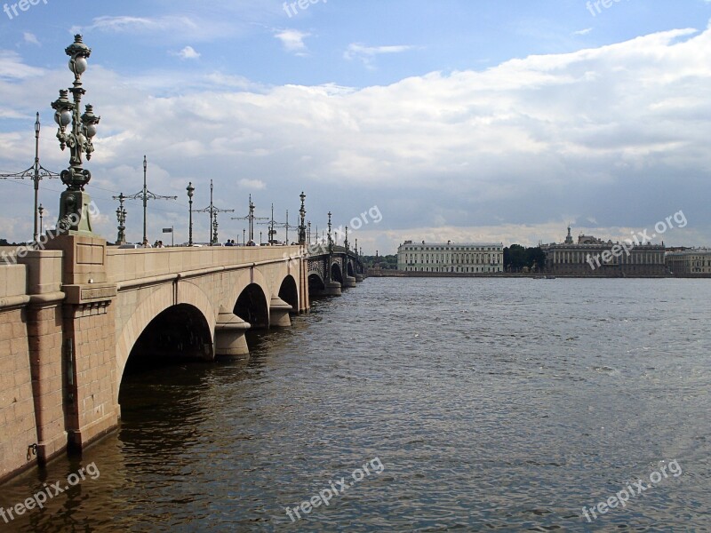 St Petersburg Russia Bridge Trinity Bridge River Neva