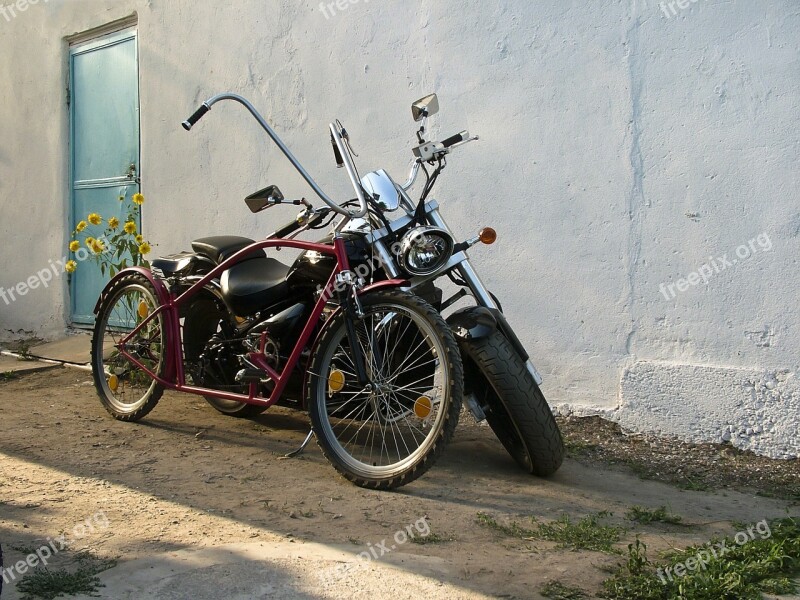 Old Friends Motorcycle Bicycle Free Photos