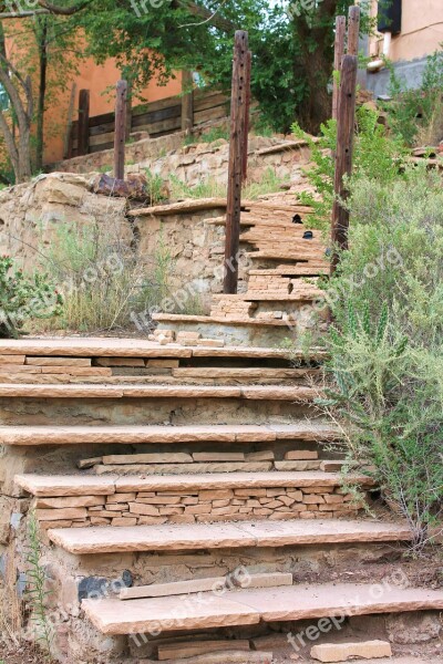 Outdoor Stairs Stone Steps Stone Walkway Madrid New Mexico