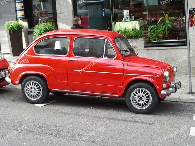 Six Hundred Spain Vintage Little Car Red Car