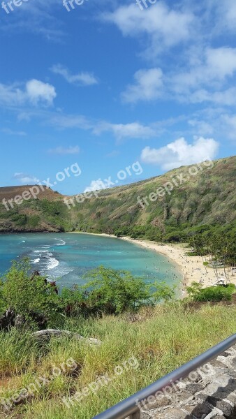 Oahu Beach Water Mountains Summer