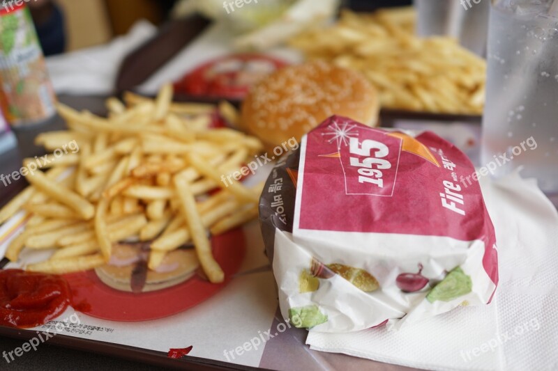 Burger French Fries Burger Set Lunch Delicious Food