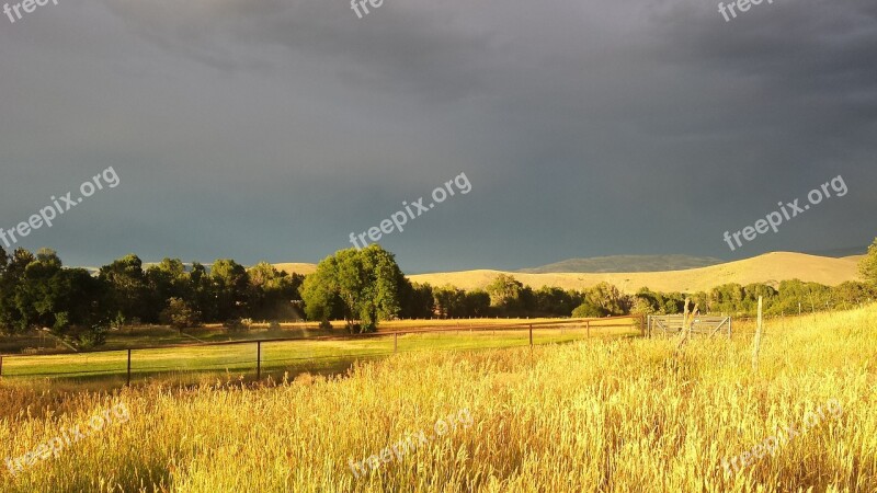 Field Sky Storm Nature Landscape