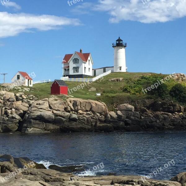 Nubble Light Maine Lighthouse Ocean Atlantic