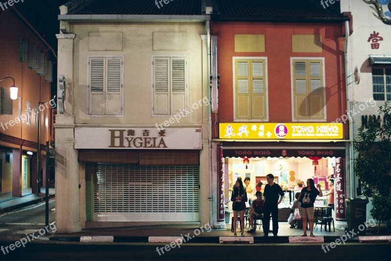 Street Life People Singapore Night Street