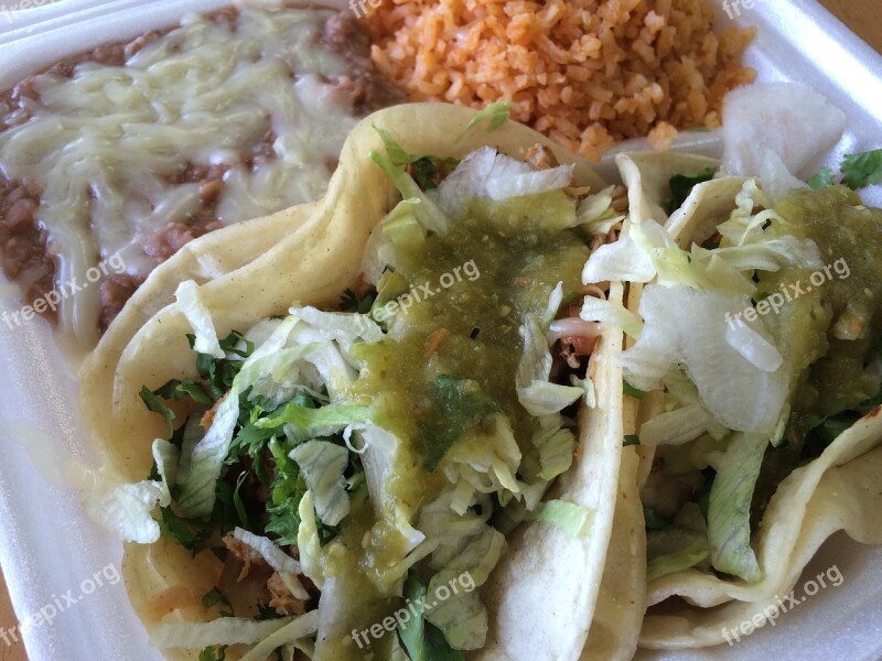 Taco Rice Beans Mexican Lunch